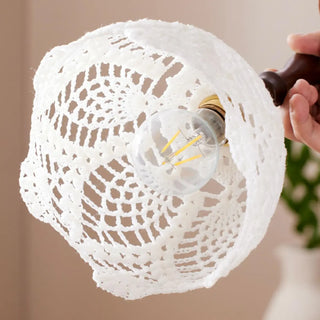 ZOWALA - Vintage Flower Fabric White Adjustable Height Pendant Light Image - 16
