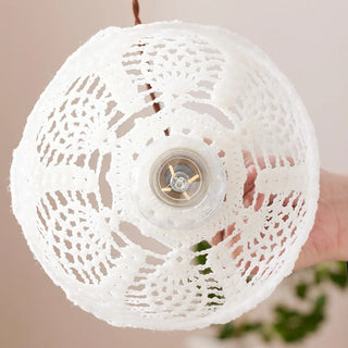 ZOWALA - Vintage Flower Fabric White Adjustable Height Pendant Light Image - 17