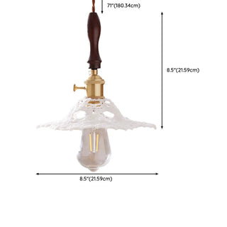 ZOWALA - Vintage Flower Fabric White Adjustable Height Pendant Light Image - 20