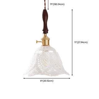 ZOWALA - Vintage Flower Fabric White Adjustable Height Pendant Light Image - 21