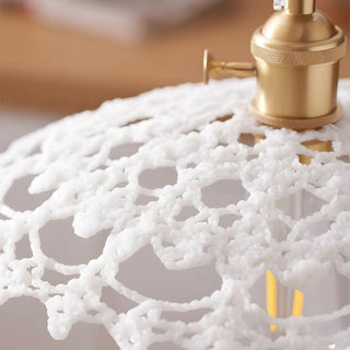 ZOWALA - Vintage Flower Fabric White Adjustable Height Pendant Light Image - 9