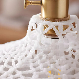 ZOWALA - Vintage Flower Fabric White Adjustable Height Pendant Light Image - 11