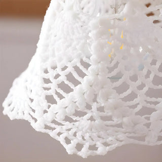 ZOWALA - Vintage Flower Fabric White Adjustable Height Pendant Light Image - 12