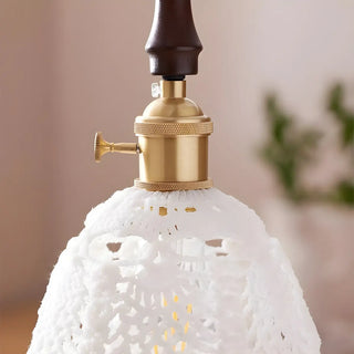 ZOWALA - Vintage Flower Fabric White Adjustable Height Pendant Light Image - 13