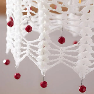 ZOWALA - Vintage Flower Fabric White Adjustable Height Pendant Light Image - 15