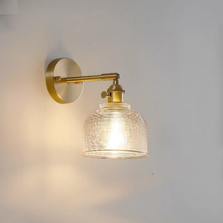 Vintage Fluted Glass Brass Geometric Wall Sconce Zawala Image - 11