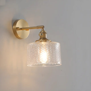 Vintage Fluted Glass Brass Geometric Wall Sconce Zawala Image - 12
