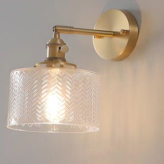 Vintage Fluted Glass Brass Geometric Wall Sconce Zawala Image - 13
