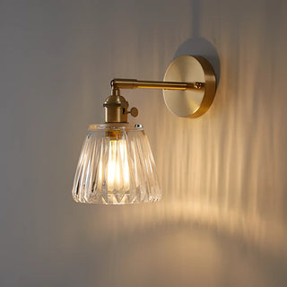 Vintage Fluted Glass Brass Geometric Wall Sconce Zawala Image - 14