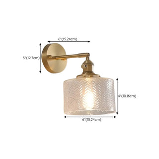 Vintage Fluted Glass Brass Geometric Wall Sconce Zawala #size
