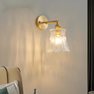 Vintage Fluted Glass Brass Geometric Wall Sconce Zawala Image - 4