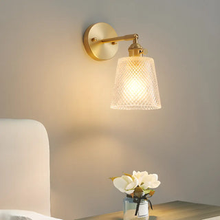 Vintage Fluted Glass Brass Geometric Wall Sconce Zawala Image - 5