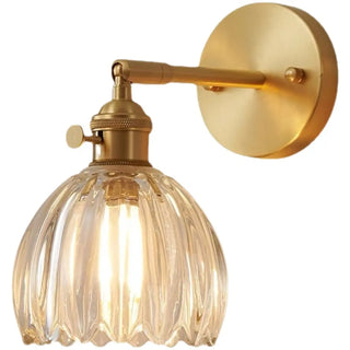 Vintage Fluted Glass Brass Geometric Wall Sconce Zawala Image - 6