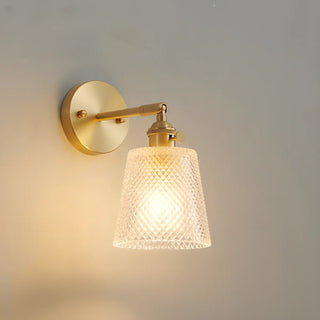 Vintage Fluted Glass Brass Geometric Wall Sconce Zawala Image - 7