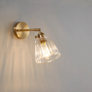 Vintage Fluted Glass Brass Geometric Wall Sconce Zawala Image - 8