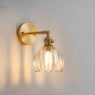 Vintage Fluted Glass Brass Geometric Wall Sconce Zawala Image - 9
