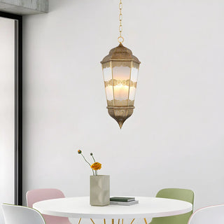 ZOWALA - Antique Dining Room Brass Lantern Chandelier Image - 1
