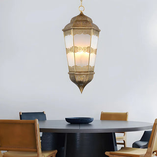 ZOWALA - Antique Dining Room Brass Lantern Chandelier Image - 3