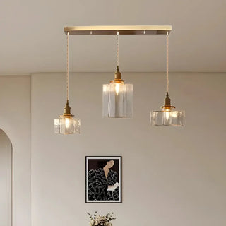 ZOWALA - Vintage 3-Light Geometric Textured Island Hanging Light Image - 1