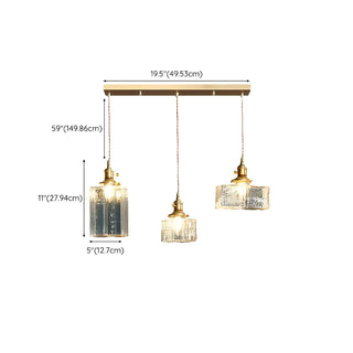 ZOWALA - Vintage 3-Light Geometric Textured Island Hanging Light #size