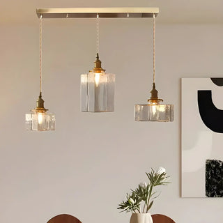 ZOWALA - Vintage 3-Light Geometric Textured Island Hanging Light Image - 2