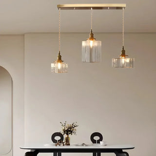 ZOWALA - Vintage 3-Light Geometric Textured Island Hanging Light Image - 3