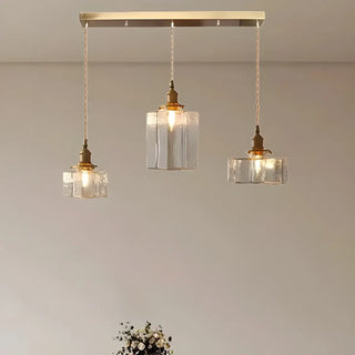ZOWALA - Vintage 3-Light Geometric Textured Island Hanging Light Image - 4