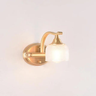 Vintage Dome Glass Shade Gold Metal LED Vanity Light Zawala Image - 1