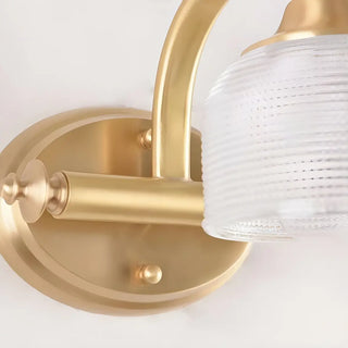 Vintage Dome Glass Shade Gold Metal LED Vanity Light Zawala Image - 10