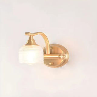 Vintage Dome Glass Shade Gold Metal LED Vanity Light Zawala Image - 2