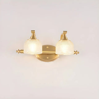 Vintage Dome Glass Shade Gold Metal LED Vanity Light Zawala Image - 3