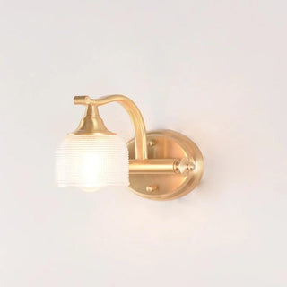 Vintage Dome Glass Shade Gold Metal LED Vanity Light Zawala Image - 4