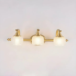 Vintage Dome Glass Shade Gold Metal LED Vanity Light Zawala Image - 5