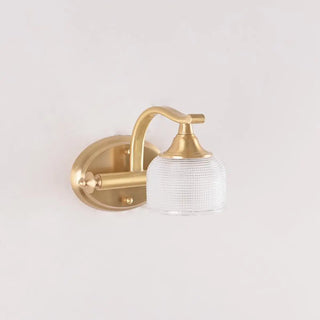 Vintage Dome Glass Shade Gold Metal LED Vanity Light Zawala Image - 6