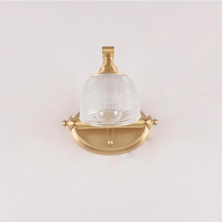 Vintage Dome Glass Shade Gold Metal LED Vanity Light Zawala Image - 7