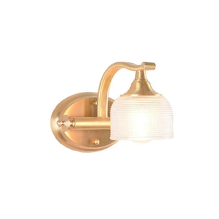 Vintage Dome Glass Shade Gold Metal LED Vanity Light Zawala Image - 8