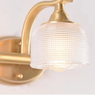 Vintage Dome Glass Shade Gold Metal LED Vanity Light Zawala Image - 9