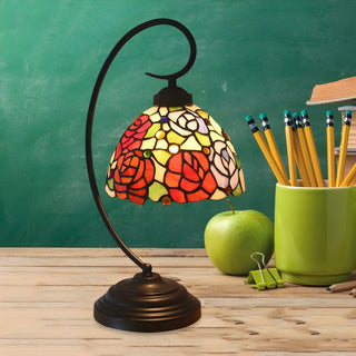 Classic Tiffany Dome Stained Glass Floral Desk Lamp Zawala Image - 1