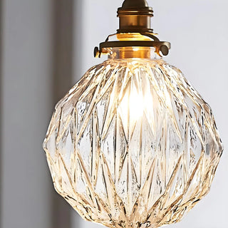 ZOWALA - Vintage Globe Glass Gold Adjustable Length Pendant Light Image - 10