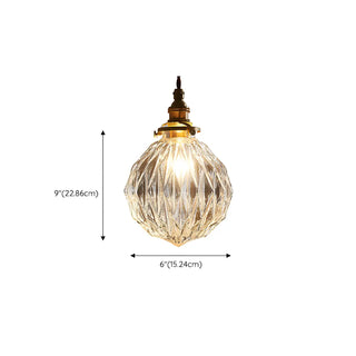 ZOWALA - Vintage Globe Glass Gold Adjustable Length Pendant Light #size