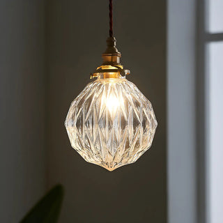 ZOWALA - Vintage Globe Glass Gold Adjustable Length Pendant Light Image - 2