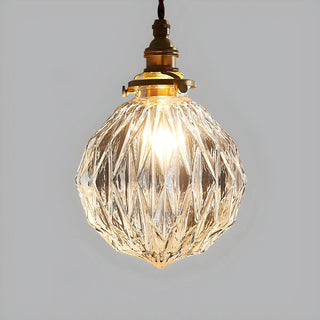 ZOWALA - Vintage Globe Glass Gold Adjustable Length Pendant Light Image - 3