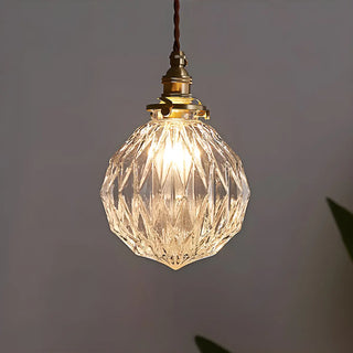 ZOWALA - Vintage Globe Glass Gold Adjustable Length Pendant Light Image - 6