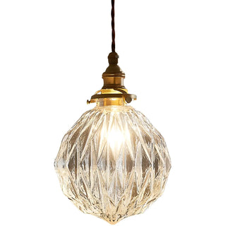 ZOWALA - Vintage Globe Glass Gold Adjustable Length Pendant Light Image - 7