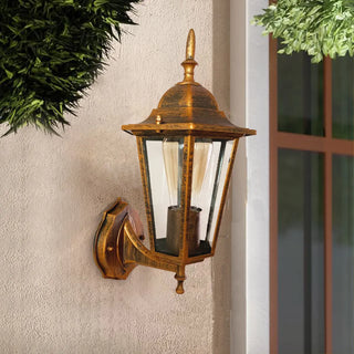 Vintage Glass Lantern Outdoor Ambient Wall Light Gold Zawala Image - 1