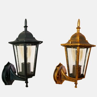 Vintage Glass Lantern Outdoor Ambient Wall Light Gold Zawala Image - 10