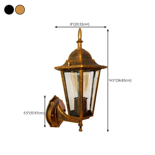 Vintage Glass Lantern Outdoor Ambient Wall Light Gold Zawala #size