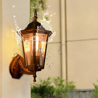 Vintage Glass Lantern Outdoor Ambient Wall Light Gold Zawala Image - 2