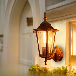 Vintage Glass Lantern Outdoor Ambient Wall Light Gold Zawala Image - 3