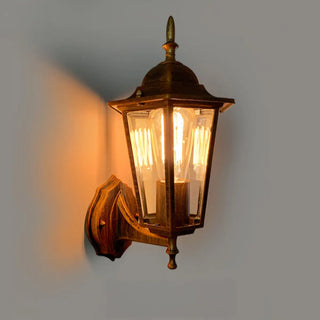 Vintage Glass Lantern Outdoor Ambient Wall Light Gold Zawala Image - 5